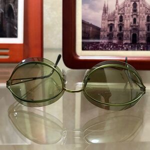 Salvatore Ferragamo Vintage Green Oval Frame  Sunglasses, Made in Italy